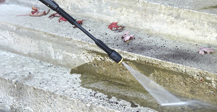 pressure washing concrete stairs